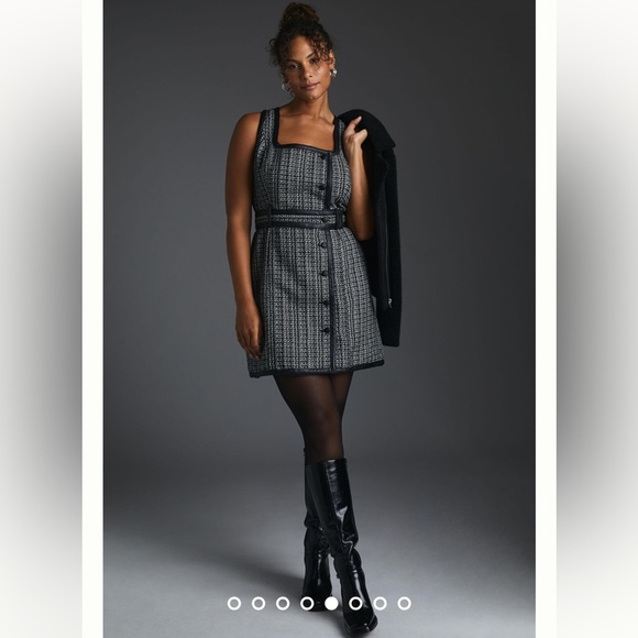 Anthropologie Maeve Tweed Mini Dress Black White NWOT - Picture 2 of 16
